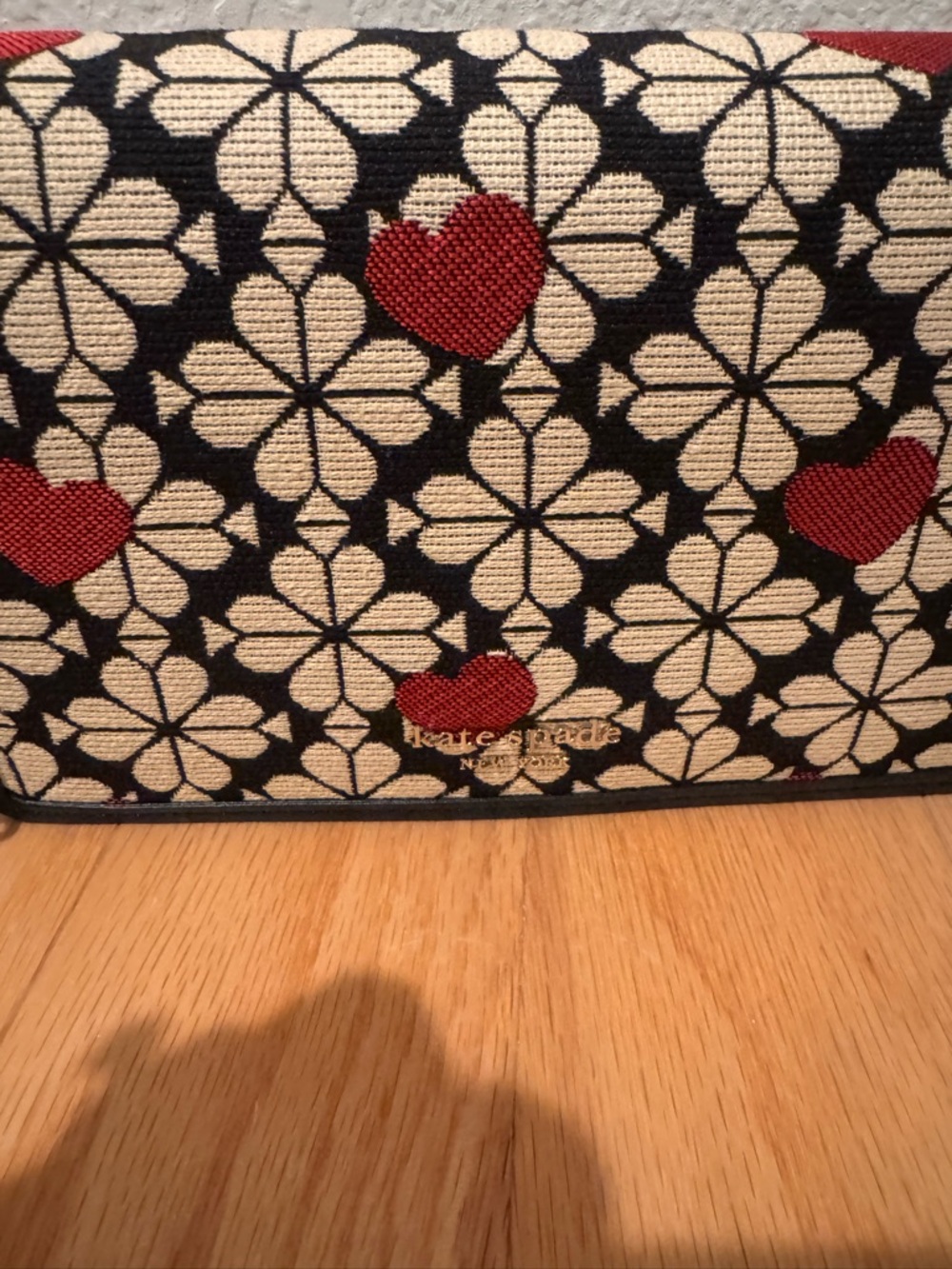 kate spade Black Floral Crossbody with Red Heart Accents - Picture 2 of 6